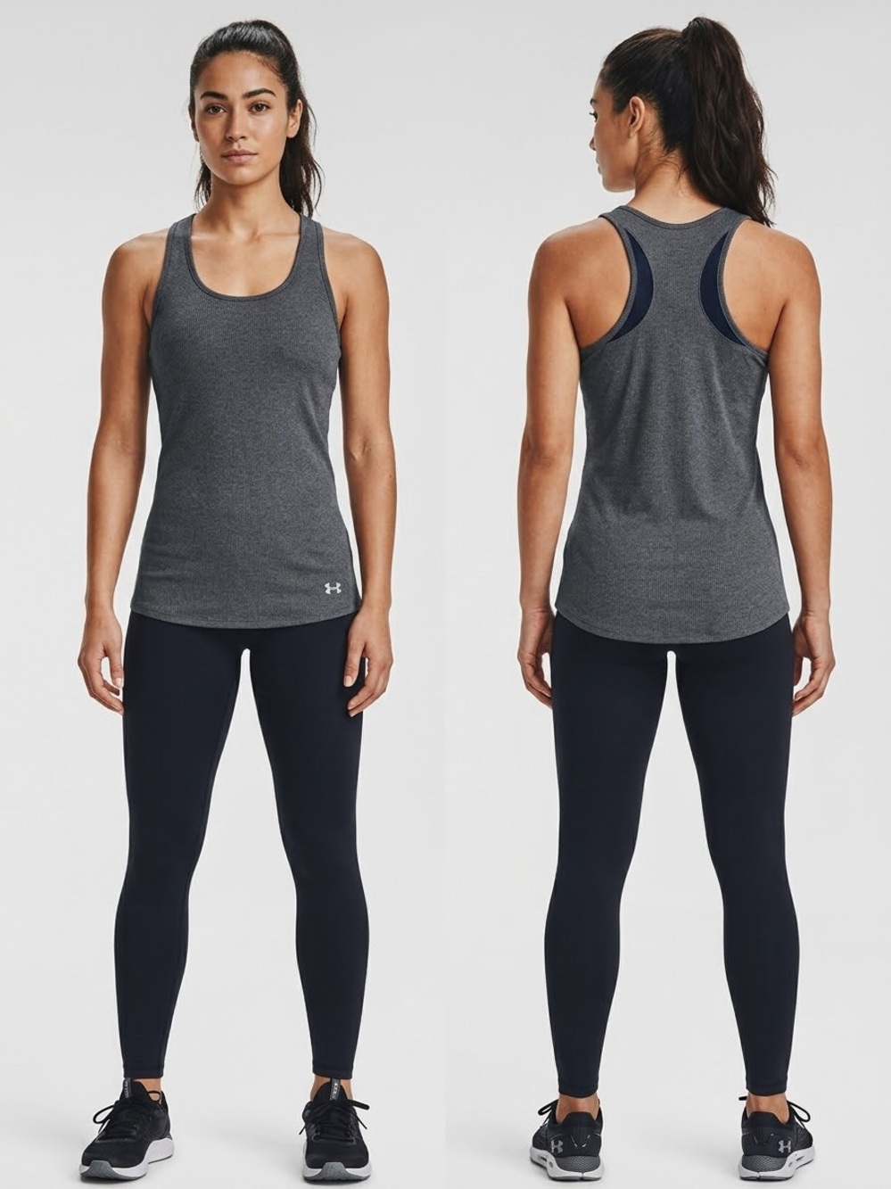 Under Armour Gray Racerback Training Tank Top, Ribbed, Women’s Size Medium